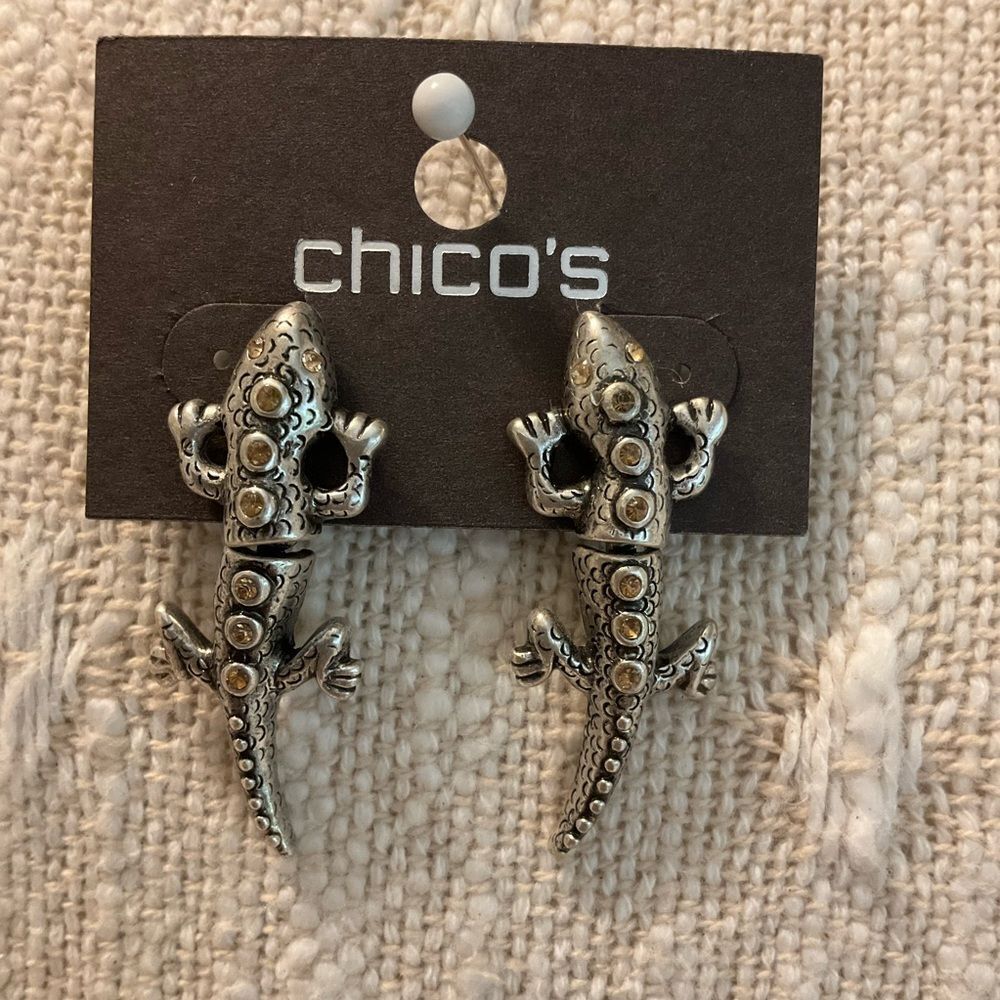 0153-Chico's Silver and Gold Lizard Hair Clips